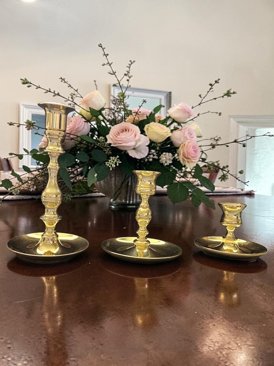 Other - Elegant Gold Brass Candle Holders Set of 3